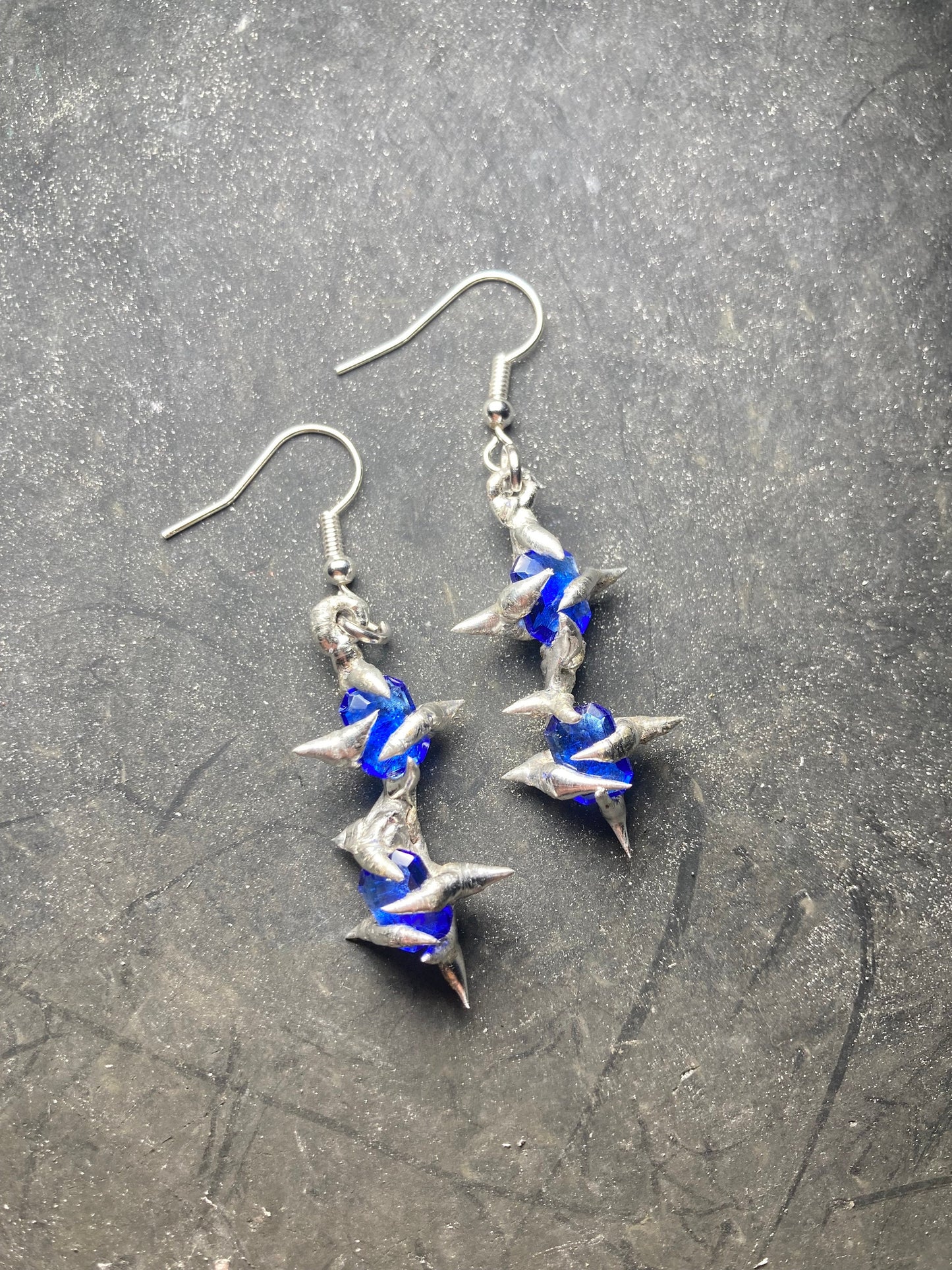 Blue Spike Earrings | Lead Free Solder
