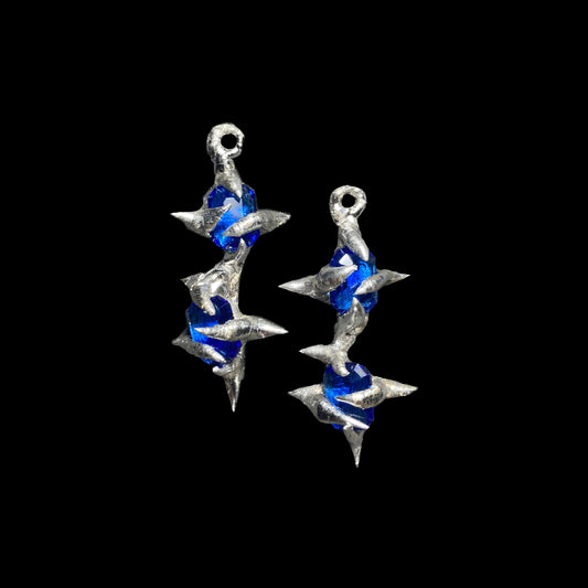 Blue Spike Earrings | Lead Free Solder