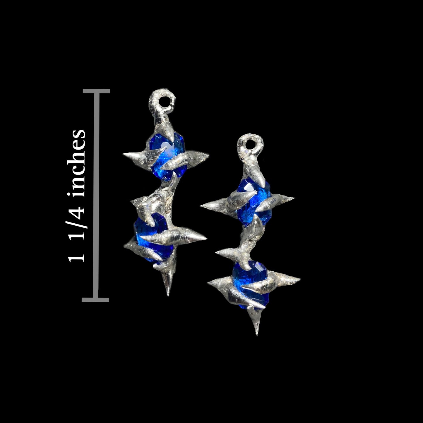 Blue Spike Earrings | Lead Free Solder